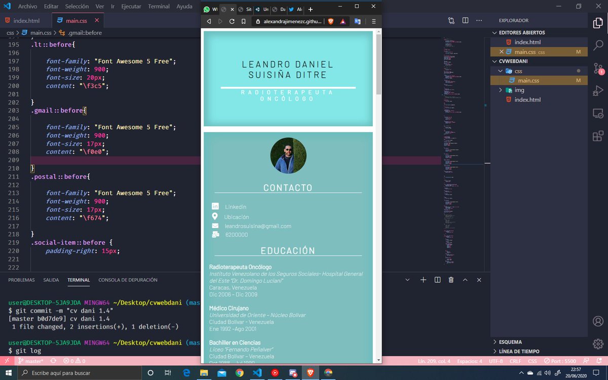 soygeekgirl's tweet photo. #100DaysOfCode #womenwhocode
#code #Day21 #JS #cvweb #git #css #html #FrontEnd CONTINUACIÓN del cv web aquí "Listo" , css flexbox , font awesome https://t.co/OcVeIP8Rv8