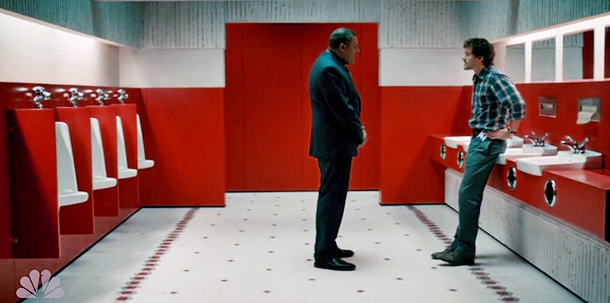 we all talk about how Hannibal doesn't get into full stylistic swing for a few eps, but i'd forgotten they just casually have a scene IN THE BATHROOM FROM "THE SHINING" in ep 1 lmao.