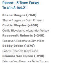 MrHollywoodEast's tweet photo. Another Fight Night Parlay!!!

Another 5-Picker!
GL If Tailing! Like &amp; RT
#UFCVegas3 #UFConESPN11 #UFC #GamblingTwitter #JustAnotherPlay #Str8TalkSports #KingOfCovers https://t.co/GxJuAuxK2T