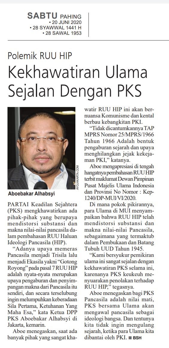 Terima kasih para Ulama dan Tokoh masyarakat yang telah menguatkan Pandangan <a href="/PKSejahtera/">DPP PKS</a> tentang RUU HIP, tentunya ini membuat anggota <a href="/FPKSDPRRI/">Fraksi PKS DPR RI</a> semakin semangat cc <a href="/JazuliJuwaini/">JazuliJuwaini</a> <a href="/lediahanifa/">Ledia Hanifa</a> <a href="/msi_sohibuliman/">mohamad sohibul iman</a> <a href="/hnurwahid/">Hidayat Nur Wahid</a> <a href="/tifsembiring/">Tifatul Sembiring</a>