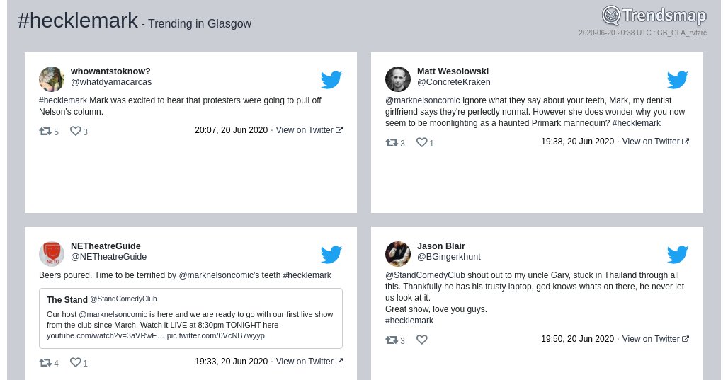 #hecklemark is now trending in #Glasgow

trendsmap.com/r/GB_GLA_rvfzrc