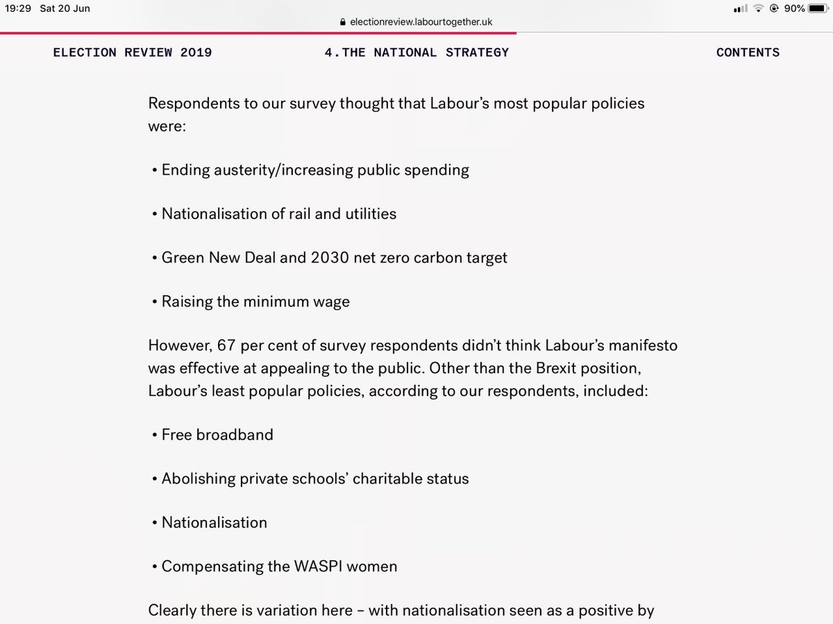 15. Manifesto pledges (& conference motions) were not universally popular. As an example, the conference motion to ban private schools was unpopular with voters. Whilst not policy, the very optics of bringing the motion to conference proved off-putting for many.