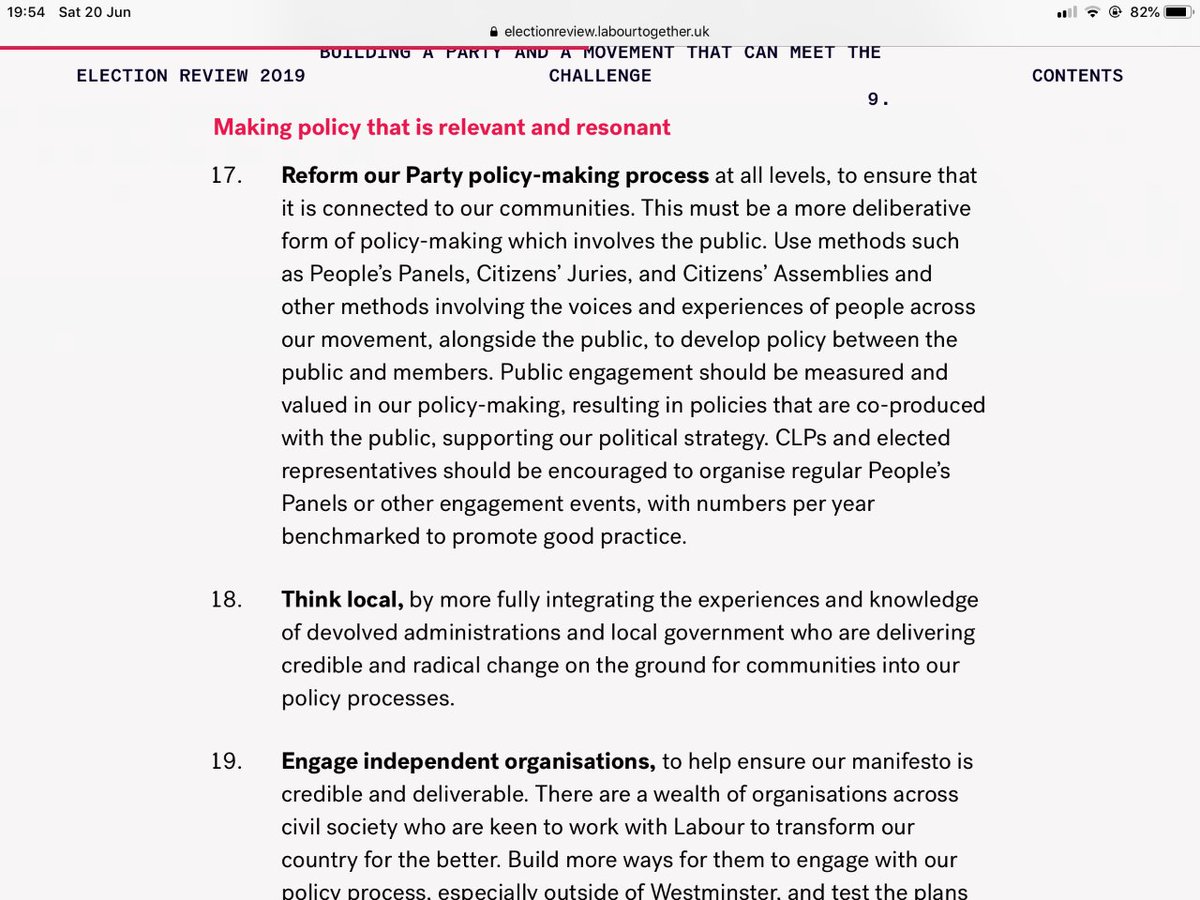 24. Finally, a policy-making process which looks outwards, speaks to the public not the selectorate, is rooted in what Britons want – not what Labour party members want. Controversial some may say. But this is crucial if we’re to build on our party support in 2024.