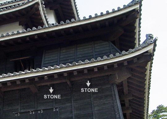 Buildings were coated in white plaster to protect them from fires. Outer walls included openings (aka sama) for archers and gunners. They also had openings protruding out from walls (aka Ishi-Otoshi) from where boiling water or huge rocks were thrown at those below.