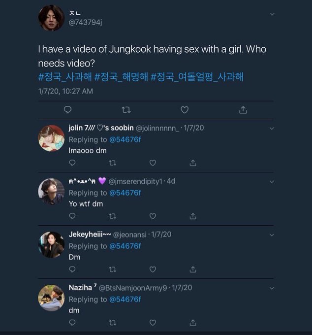 J/k not only gets harassed by k and j-netz, international fans constantly create rumors about him. Disgusting rumors with false dr*g and even r*pe accusations that go viral even on YT. BH has never taken the time to call out this.(This would never end if I start posting all ss)