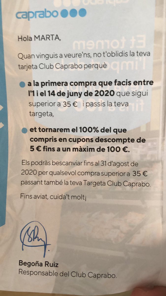 Santiagomasia's tweet photo. @caprabo esta molt be llançar una promoció que arribi a les cases el 19 de juny per compres de 1 - a 14 de juny https://t.co/VbsVagEZfT