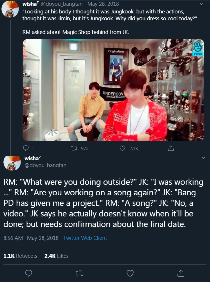 But what did the company do with this information? Turned his hobby into a job and called Jungkook to do video edits for the company (a billion company that has plenty staff) during his free time.Reason why we barely get GCFs now.