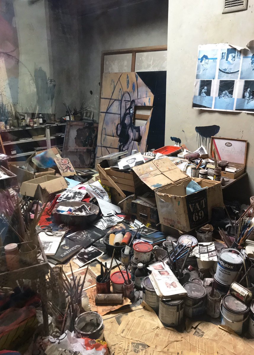 Bacon died in Madrid in 1992, aged 82. His friend, John Edwards, donated Bacon’s London studio to  @TheHughLane (1998) & it was expertly conserved & shipped to his birthplace, Dublin. Study of a Bull (1991) was his final painting.