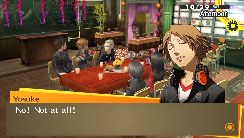 Also speaking of the group date cafe, it's also implied that Yosuke and Kanji had some sort of conversation about love (which I suspect was brought on by Yosuke apologizing to Kanji for being homophobic – I mean c'mon, "there are many forms of love"?)