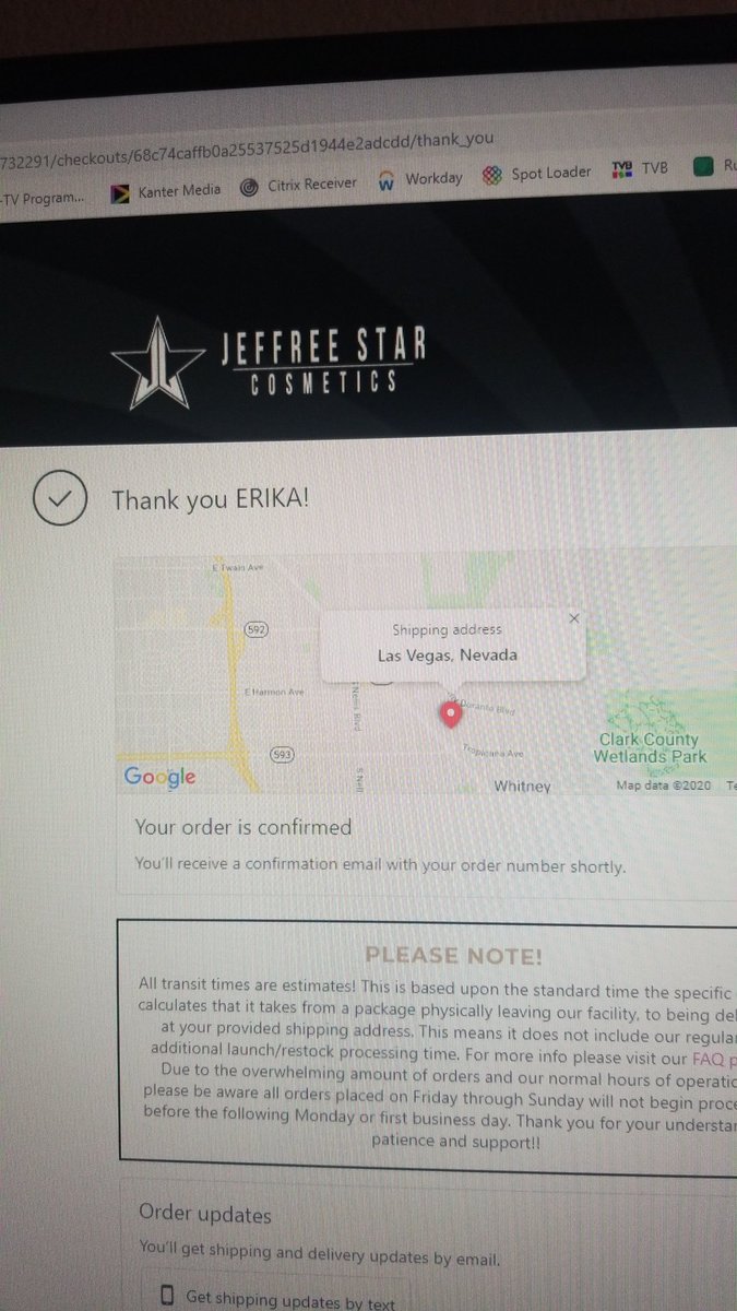 ErikaQuinonez's tweet photo. @JeffreeStar Took 42 minutes to checkout but i got my Andrew lipstick and other goodies 💋 #areyoufilming #ShaneXJeffree @AndrewSiwicki @JeffreeStar @shanedawson https://t.co/VW1LUYaP11