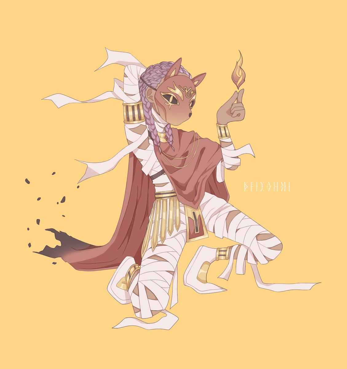 kkae_ii's tweet photo. red bastet 
#illustration #artwork #oc https://t.co/uZMZKvVTpw