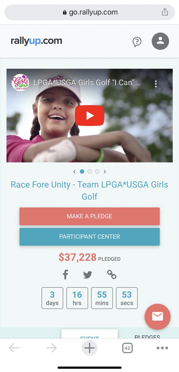 jeehaeda's tweet photo. Current tally of the two teams: 
@pgaworks: $28k
@LPGAGirlsGolf: $37k

$65k in just 4 days of active fundraising. We just announced #raceforeunity on Tuesday evening!!! 

It’s not too late to donate or ride/work out. We will keep these @rallyup pages open throughout the wknd! https://t.co/sVrUIY0V44