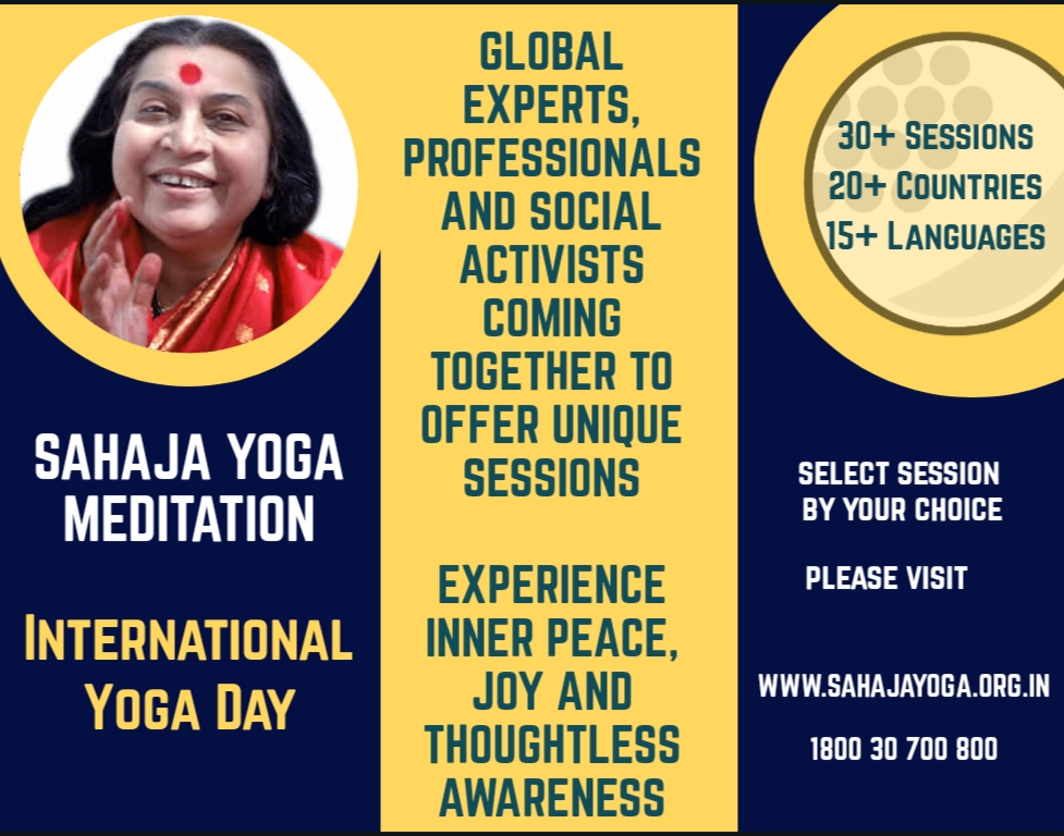 GAURAVSRI009's tweet photo. We invite everyone for ''Yoga from Home'' YFH on International Yoga Day. 21st June 2020, Sunrise to sunrise. Sahaja Yoga Global Family celebrates 24 hrs of Yoga Sessions at https://t.co/XONjfigAK9 Please do join &amp; experience your self realisation, a state of Thoughtless Awareness https://t.co/sXogWI5U9N