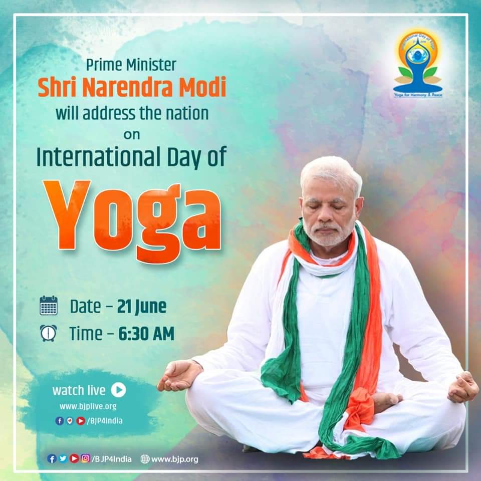 Dr Harak Singh Rawat (@drharaksingh) on Twitter photo Prime Minister Shri Narendra Modi ji’s address to the nation on International Day of Yoga, tomorrow, 21st June.
Do tune in at 6:30AM!
‘’Yoga At home, Yoga with Family’’
<a href="/narendramodi/">Narendra Modi</a> Prime Minister Shri Narendra Modi ji’s address to the nation on International Day of Yoga, tomorrow, 21st June.
Do tune in at 6:30AM!
‘’Yoga At home, Yoga with Family’’
<a href="/narendramodi/">Narendra Modi</a>