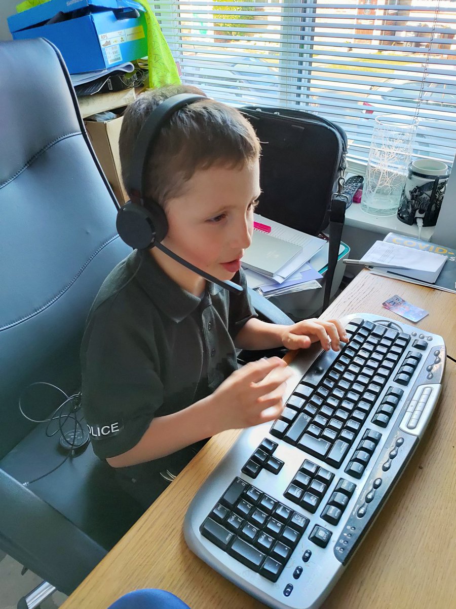 KentGirlMusings's tweet photo. Not sure his blank screen is going to help in catching criminals, but today he is play Police Control Room! Apparently something very bad has happened 🤷. @JasonO91 room for a little one?? @kent_police #forcecontrolroom #futurepoliceofficer #makebelieve #kentpolice #ukpolice https://t.co/DbcXfO4QFZ