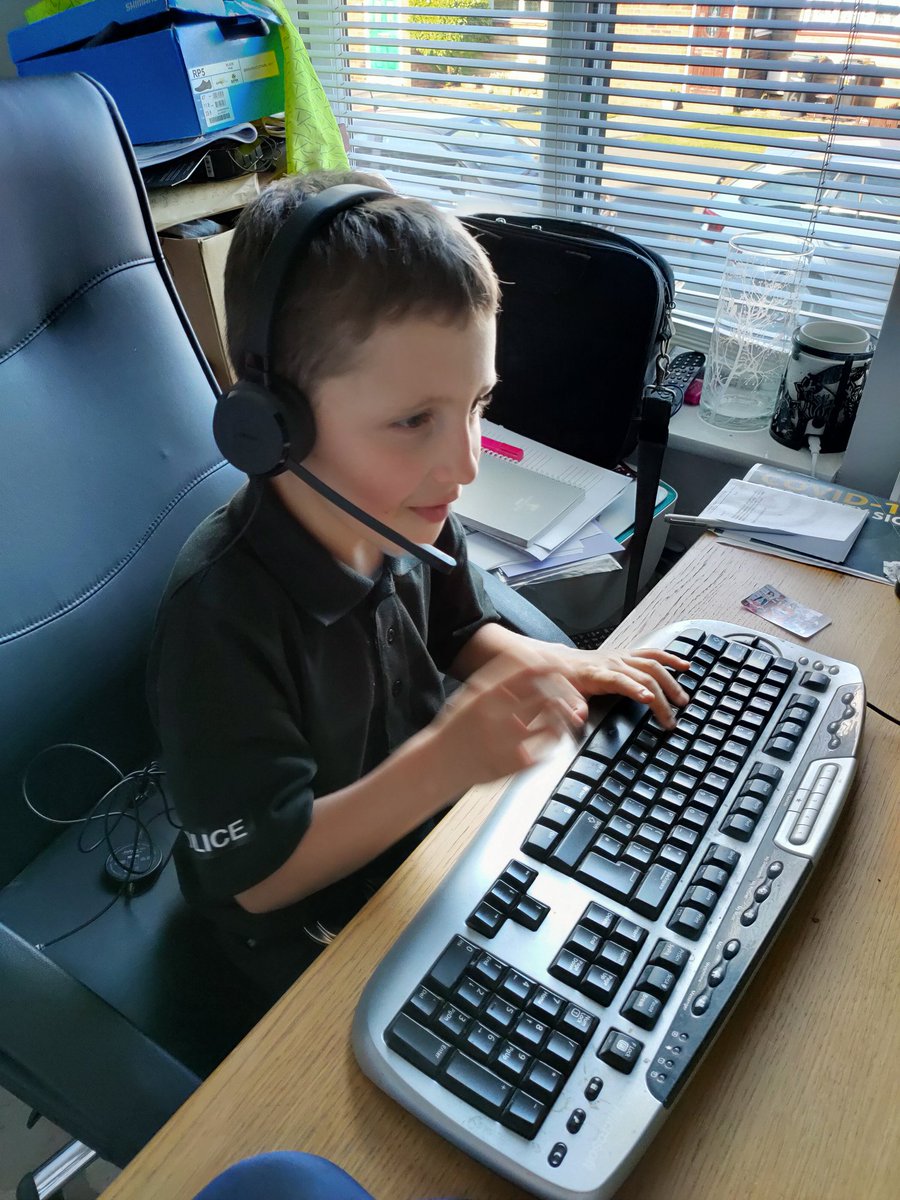 KentGirlMusings's tweet photo. Not sure his blank screen is going to help in catching criminals, but today he is play Police Control Room! Apparently something very bad has happened 🤷. @JasonO91 room for a little one?? @kent_police #forcecontrolroom #futurepoliceofficer #makebelieve #kentpolice #ukpolice https://t.co/DbcXfO4QFZ