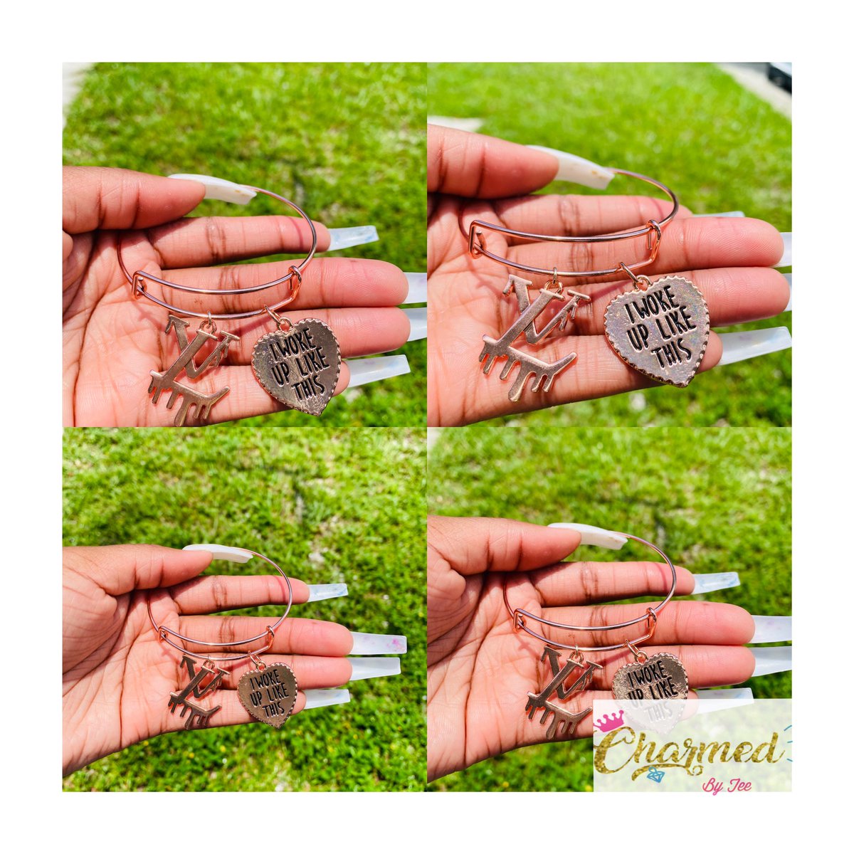 _teemonai_'s tweet photo. Rose Gold Bangles ❤️💛💚🖤✊🏾. Juneteenth is over however the sale is not! 3 for $25 bangles until Monday. Shop Now! #charmedbytee👑 #sale #customjewelry #blackbusinesses #supportblackbusinesses https://t.co/w6FKoLHG7J