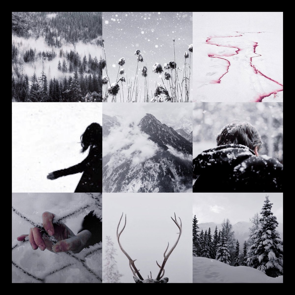 — 𝙬𝙞𝙣𝙩𝙚𝙧 𝙢𝙤𝙪𝙣𝙩𝙖𝙞𝙣𝙨- tributes are sent in wearing thin windbreakers, leggings, and winter boots but can be sponsored heavier gear.- cornucopia set on a steep hill- threats: goats, deer, avalanches, falling ice sickles.