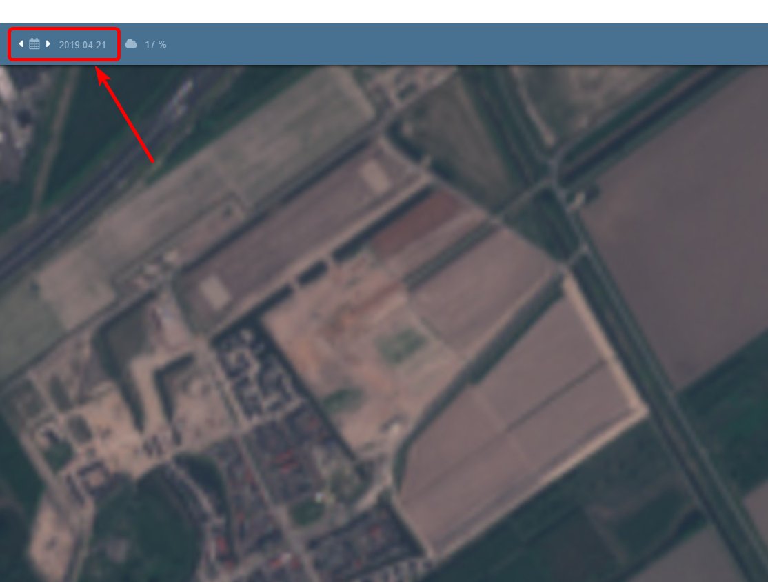 3/5: The construction sites have been in that area for months already. And after some digging in the set of Sentinel-2 imagery (since I do believe that date to be much MORE precise!) I found a matching scene... The imagery was from...April 21, 2019! 