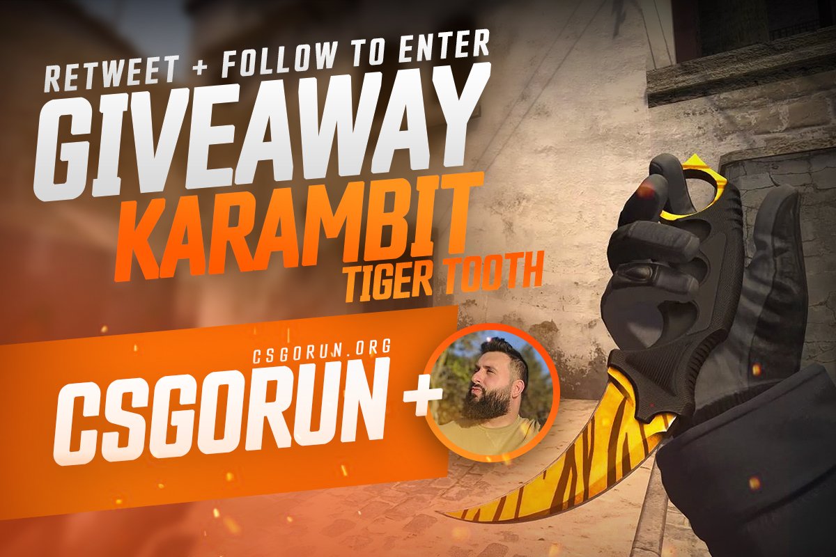 🐯 KARAMBIT TIGER TOOTH FACTORY NEW GIVEAWAY ($580) 🐯

To enter:
- RT &amp; Like
- Follow <a href="/csgo_run/">CSGORUN</a> + <a href="/m0E_tv/">mOE</a> 
- Tag one (or more) friend!

Ends in 7 days. Good luck everyone! ❤️