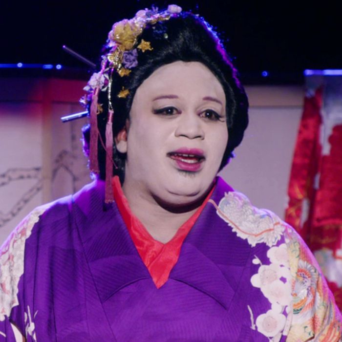 In another Kimmy Schmdit episode, she writes a story line where "Titus Andromedon sings "Kimono You Didn't" is the tale of Murasaki, a sorrowful Japanese geisha" in full Yellowface.
