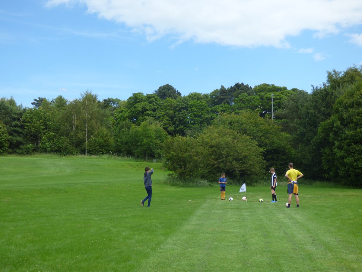 SarahHeslop5's tweet photo. IH has already got week 2 of the Olympic Rings Challenge in the bag. Footgolf. A very serious business @CoxhoePrimary https://t.co/Sd5m9fRZZn