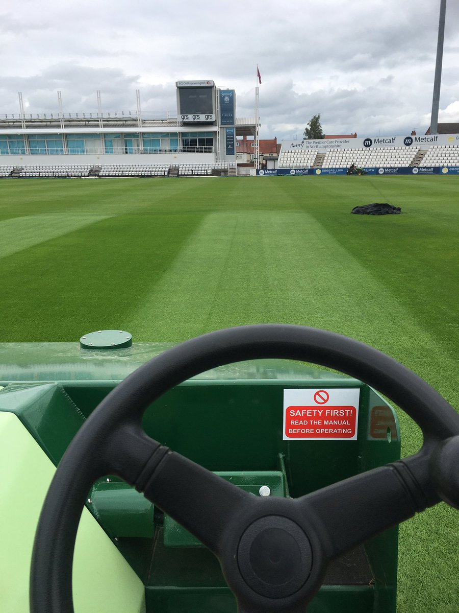 CraigHarveyNCCC's tweet photo. Got the poweroller out of the shed for the first time in a while!! And more depressingly the sheets have followed. Fingers crossed we might have some cricket in the near by future. #nccc #TheFieldsAreGreen....🎵 #JustKeepRolling https://t.co/pdr16wwW1u