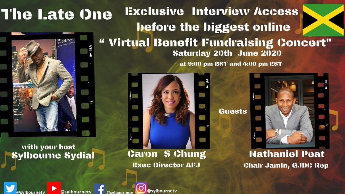 jaminfrance's tweet photo. TONIGHT AT 9 p.m. 🇬🇧 catch @nathanielpeat, chairman of @uk_Jamin and Caron Chung, executive director of @AFJcares as they are interviewed before tomorrow's virtual benefit concert in aid of communities in Jamaica impacted by COVID-19.
10 p.m. 🇫🇷🇪🇸🇩🇪🇳🇱
3 p.m. 🇯🇲
#FriendsUniteForJA https://t.co/GYyNALKFV9