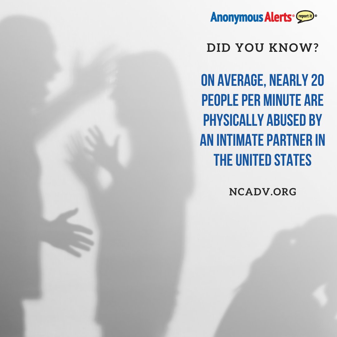 AnonymousAlerts's tweet image. In a one year time span, this is equal to more than 10 million victims of domestic violence (ncadv.org). #AnonymousAlerts #AnonymousReports #AnonymousReporting #AnonymousAlertsApp #SafetyReporting #SeeSomethingDoSomething #AnonymousAlertsOfficial #DomesticViolence