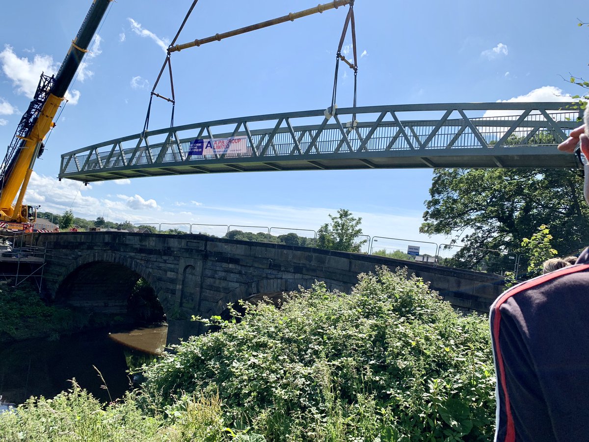 WoodspaWillow's tweet image. Day eighty eight, not far from the #LittleCottageHouse . . . 

“All bridges can be crossed, so do not give up.”

. . . just let them secure it first. 

(St. Michael’s on Wyre replacement pedestrian bridge today.)

#Lockdown