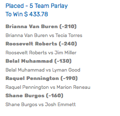 MrHollywoodEast's tweet photo. #UFC Action 6/20

5-Pick Parlay Action Today!
Played a total of 1.5u tonight this is the Banger!!

GL if tailing! RT &amp; Like 
#UFCVegas3 #UFConESPN11 #GamblingTwitter #JustAnotherPlay #Str8TalkSports #KingOfCovers https://t.co/kXtybv1fIo