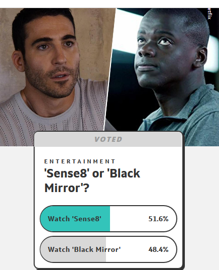 obsen8's tweet photo. Last Round: #Sense8 vs #BlackMirror
This will be a tough fight..
(The voting closes in 5 days)
https://t.co/D2nviPywZS https://t.co/ZVaKriR99n
