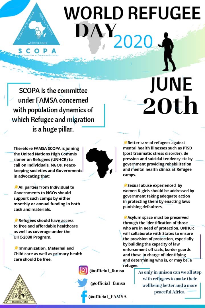finealberto's tweet photo. I am Ekeocha Alberto 
I'm a Medical student
I'm a SCOPA officer
I'm Nigerian and African
I'm an advocate for Adequate, Conducive and environments for Refugees and displaced persons
No Man plans to be a refugee.
Don't stigmatize
#WorldRefugeeDay2020
#Savingbysharing https://t.co/ggUDujPaZL
