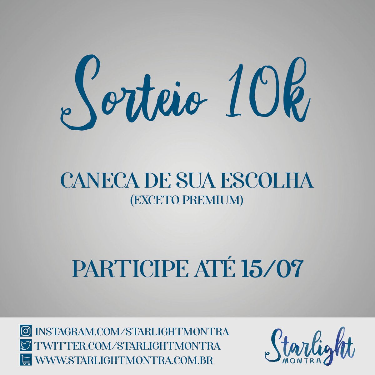 SEGUNDO #SORTEIO ✨

A pessoa que ganhar vai poder escolher uma das nossas canecas. 

Passos:
- Siga a gente
- Siga nossas parceiras: <a href="/coruja_do_mal/">Lia | A Fate of ⦿ ☰ ☲ 🔆</a>, <a href="/IdrisBR/">Idris</a>  e @firehearst 
- Dê RT aqui.

🍀starlightmontra.com.br