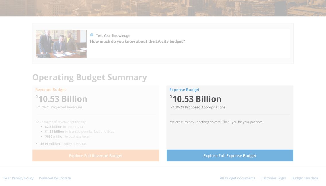 There are several budget documents. They are dense and confusing. One day, we’ll enlist actors and artists to help bring it to life. In the meantime, a good starting place is the city’s open budget tool (Click on Explore Full Expense Budget) http://openbudget.lacity.org/ 