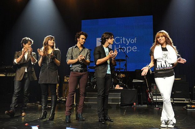 September 14, 2008: Miley Cyrus, Demi Lovato, and the Jonas Brothers performed at the City of Hope charity concert.