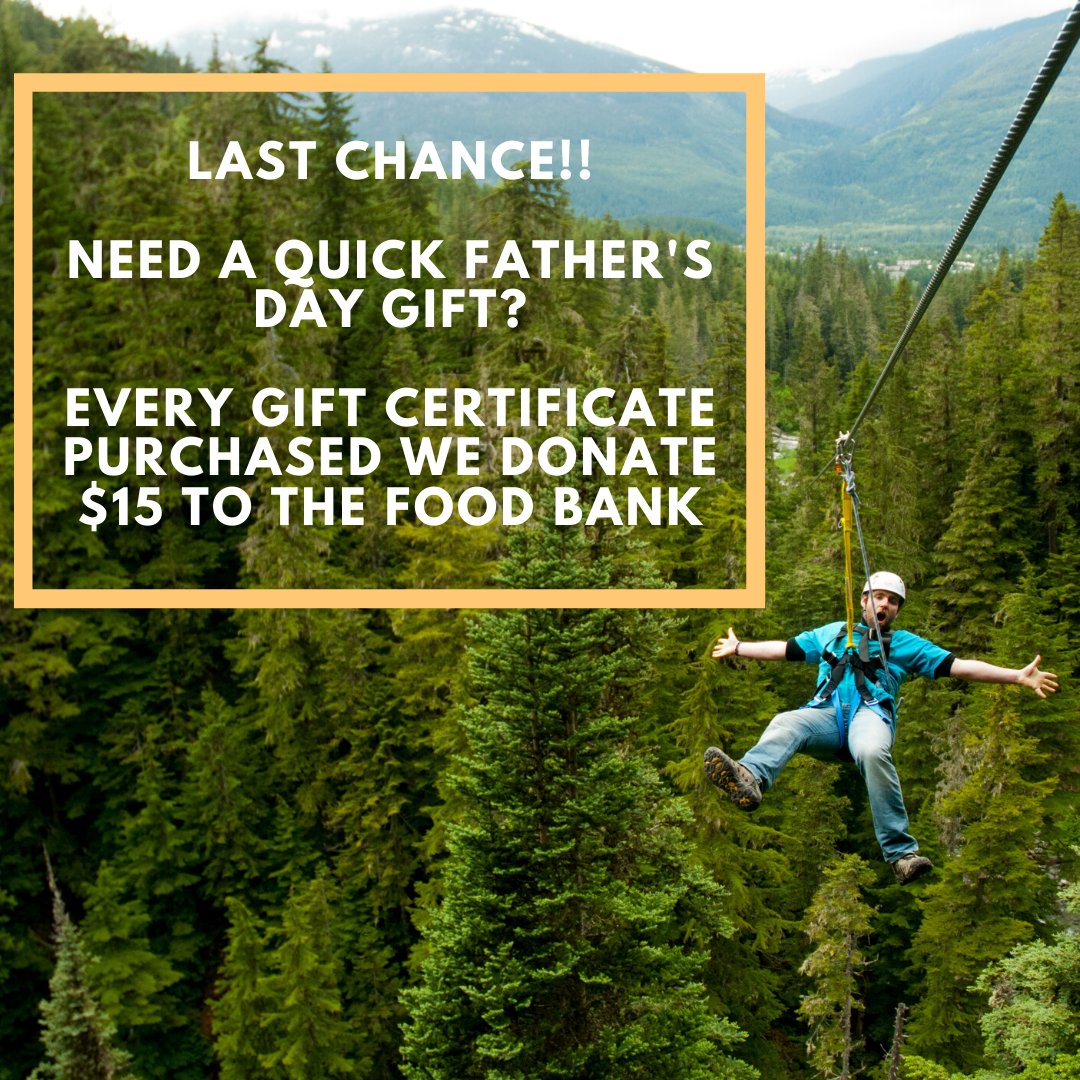 In need of a last minute Father's Day gift? 🎁 Why not purchase a Ziptrek gift certificate! Ziptrek is donating $15 from every gift certificate purchased until June 21 2020 to help support Whistler Community Services Society's valuable programs!

whistler.ziptrek.com/gift-certifica…
