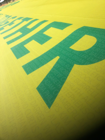 HipkissDesign's tweet photo. Bonus: an Easter Egg that will have gone unnoticed to those at home. Each stand contains a banner with the names of every #ncfc season ticket holder for that stand woven into the design.

#ApartButTogether https://t.co/rXINNz4cEo
