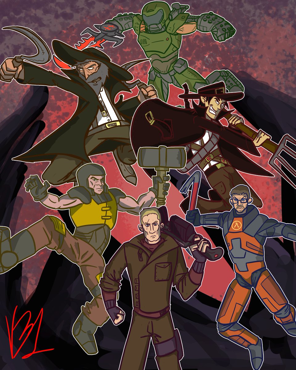 vimb_bim's tweet photo. FPS protagonists 
DOOM + Quake + Half-Life + Dusk + Blood + Wolfenstein https://t.co/pzhcNaD90Z