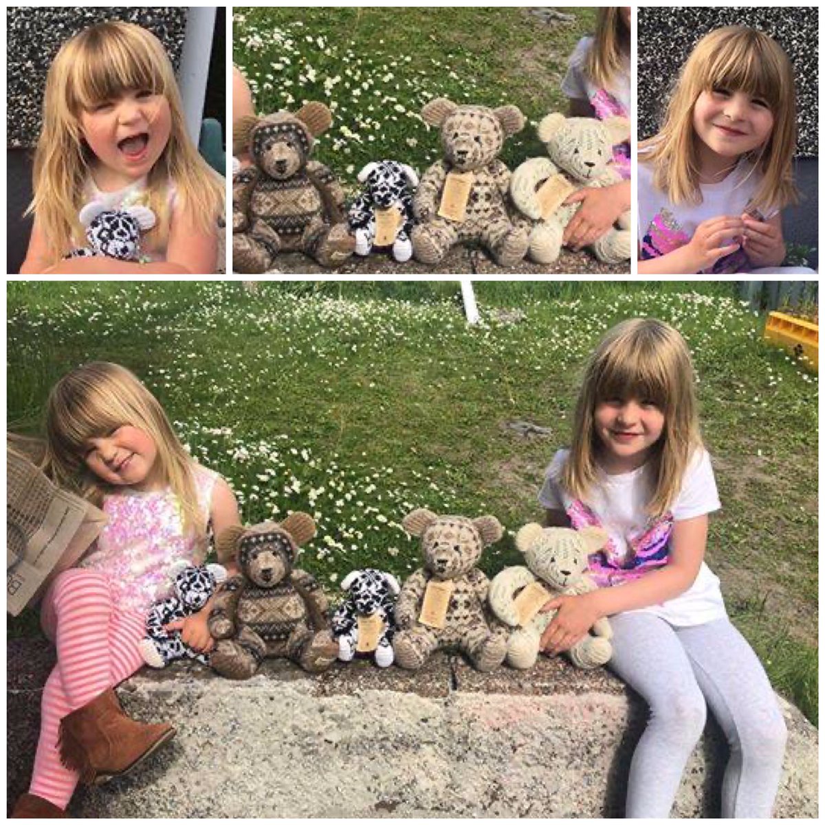 BurraBears's tweet photo. Burra Bears self isolating around the world:
thanks to Sarah for these photos of Erin &amp; Elise at home with their Burra Bears in Brae
feel free to send me images of your Burra Bears and their view from the window
#stayathome #goingonabearhunt #burrabears #shetland #bearhunt2020 https://t.co/xDzT6YwHmL