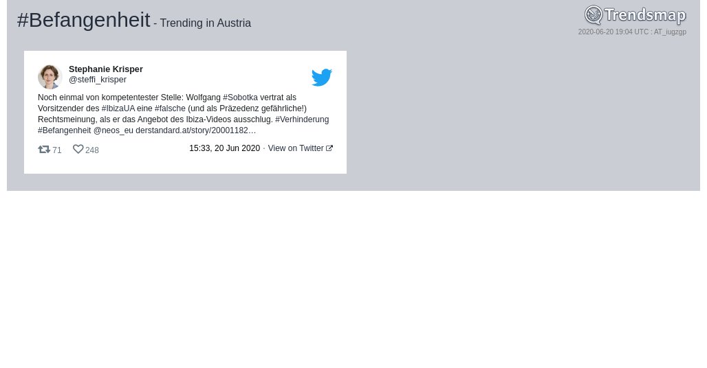 #befangenheit ist jetzt eine tendenz in Austria

trendsmap.com/r/AT_iugzgp