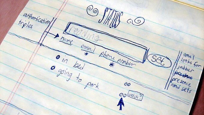First sketch of Twitter in 2005: