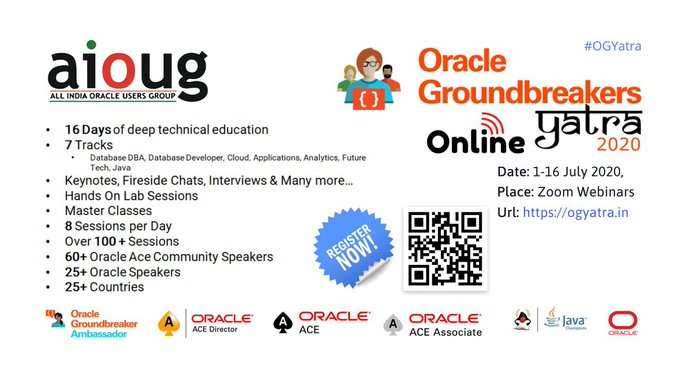 Your future, in focus. Come take the next step in your career at Oracle Groundbreakers Yatra 2020 – Online (1-16 July 2020) #OGYatra 
@Oracle
 
@OracleDatabase
 
@OracleDevs
 
@oracleace
 
@groundbreakers
 
@oracleugs
 
@aioug
 #oraclecloud #oracleusers #oraclecustomers