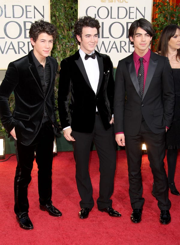 January 11, 2009: Miley Cyrus and the Jonas Brothers both attended the Golden Globe Awards