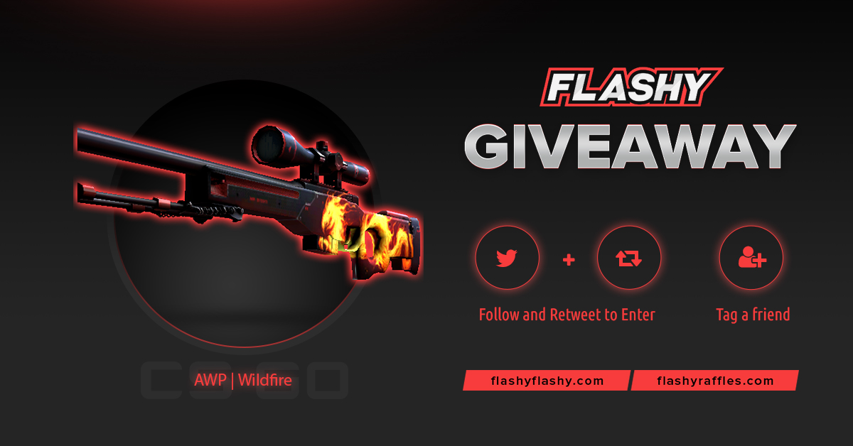 🔥 24H GIVEAWAY !!! 🏆 AWP Wildfire !

To win:
✔️ Visit for free codes: flashyflashy.com
✔️ Visit for more raffles: flashyraffles.com
✔️ Retweet
✔️ Follow us
✔️ Turn on twitter notifications

#flashyflashy #giveaway #csgoskins #CSGOGiveaway