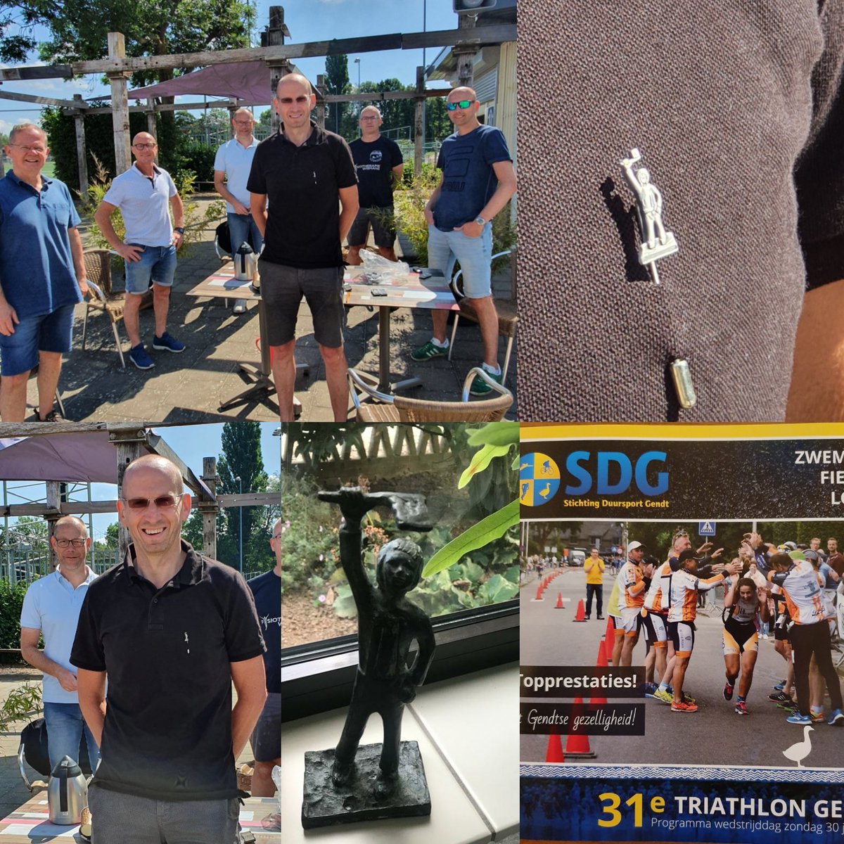 Helaas de 32ste #triathlon 2020 moeten afgelasten. Vandaag, week voor eigenlijke start, toch het mooie zwemwater #Walburgen even voelen. En het prachtige speldje van de #Sprauwejager opgespeld en uitgedeeld commissieleden. #trots #erkenning #Sprauwejagersgilde #Gentenarren.
