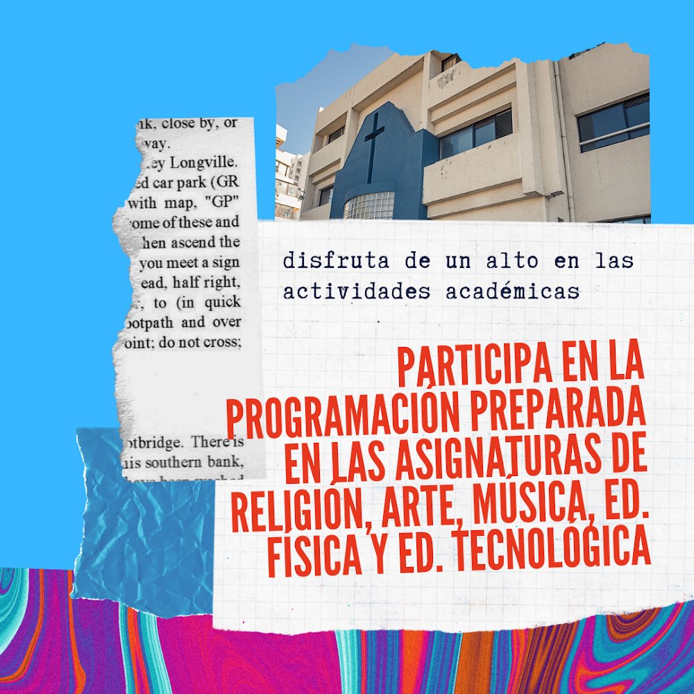Saint__Dominic's tweet photo. Desde este lunes... Participa en la programación preparada en las asignaturas de religión, arte, música, ed. física y ed. tecnológica. Disfruta de un alto en las actividades académicas. https://t.co/x01pnGR6yy