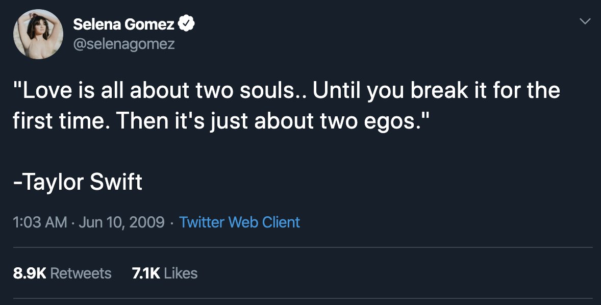 June 10, 2009: Selena Gomez tweeted about a conversation she was having with Taylor Swift, keeping the Jonas Ex-Girlfriend Club alive and well.