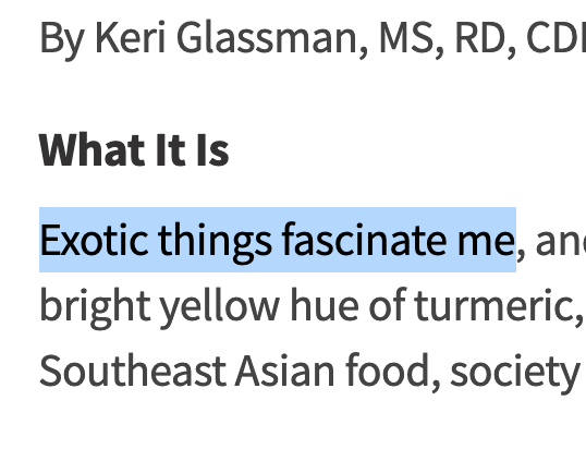 MediaversityRev's tweet photo. Was about to read the WebMD article on turmeric and the first sentence was "Exotic things fascinate me" so that was the end of that #why #seriouslywhy https://t.co/55TgfzIoNg