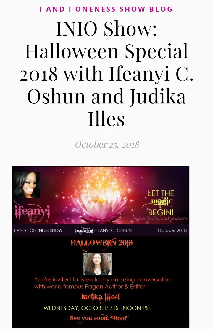 IfeanyiCOshun's tweet photo. ๐โค๐๐พ#TBT from #imaginate1111!
๐ฎ๐โญEnjoy this awesome, #magickal, #spiritual conversation between #worldfamous #pagan #author #JudikaIlles & myself! ๐โค
#Goddess
#Books
#Halloween
#INIOShow
#CatsCauldronsCorsets #Encyclopediaof5000Spells
#Witchy
https://t.co/FIcqEcTkNo https://t.co/9wJhmRIgLz